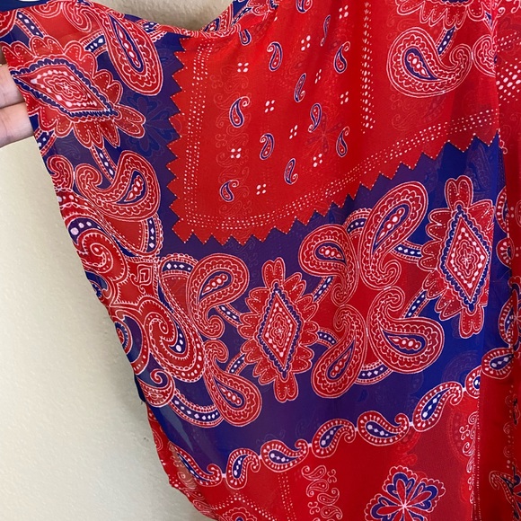 Lane Bryant Sheer American Paisley Tassel Tie Blouse - Picture 12 of 12